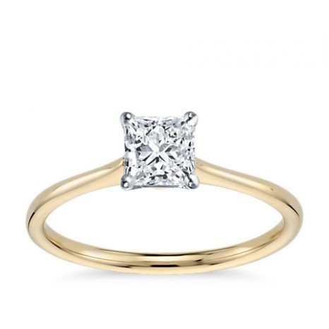 Princess Cut Solitaire Engagement Ring in 14K Yellow Gold
